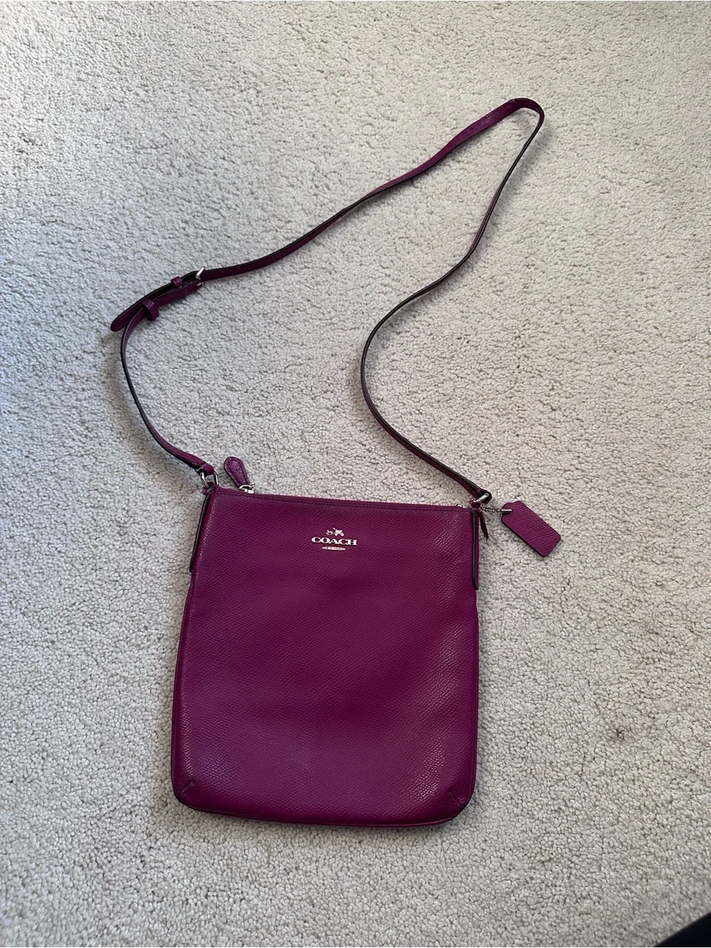 Coach Pebbled Leather Crossbody in Magenta